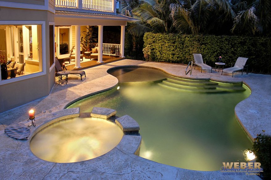 pool and outdoor living area