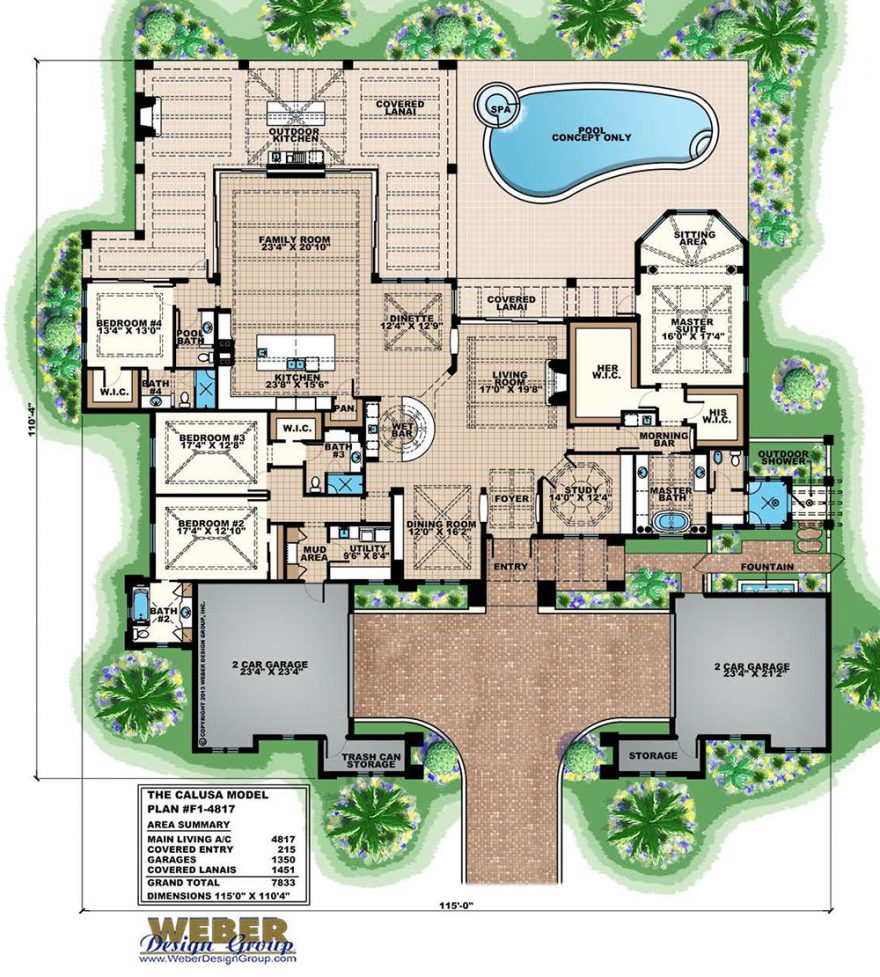 Calusa House Plan 7000+ Sq/Ft Under Roof Weber Design