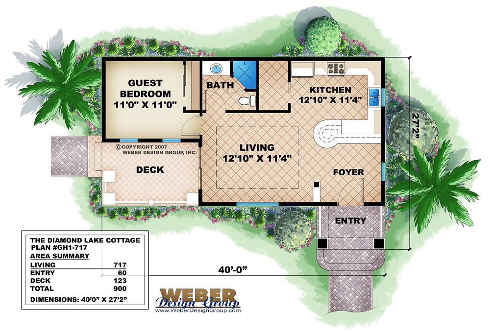 Small House Plan Tiny Cottage Home or Guest House Plan