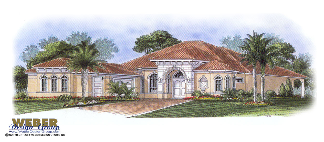 Mediterranean House Plan 1 Story, 3000 Square Foot House Plans Single Story