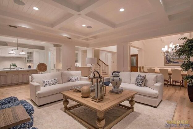 Open living space designed around daily routines with kitchen, dining, and great room flow