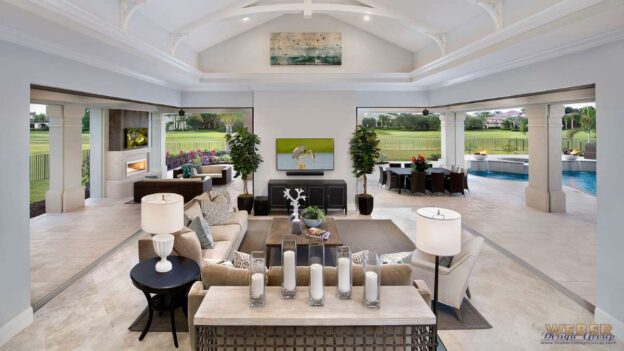 Luxury outdoor living house plan with covered lanai and seamless indoor-outdoor design